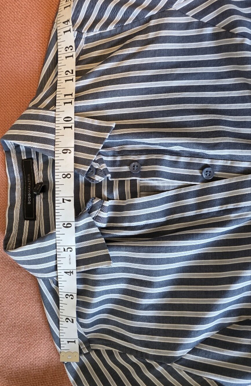BCBGMaxAzria Blue & White Striped High-Low Shirt Dress - Picture 10 of 15